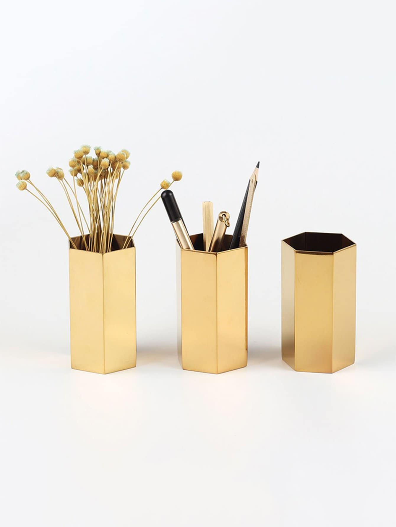 Metal Geometric Pen Holder 1pc