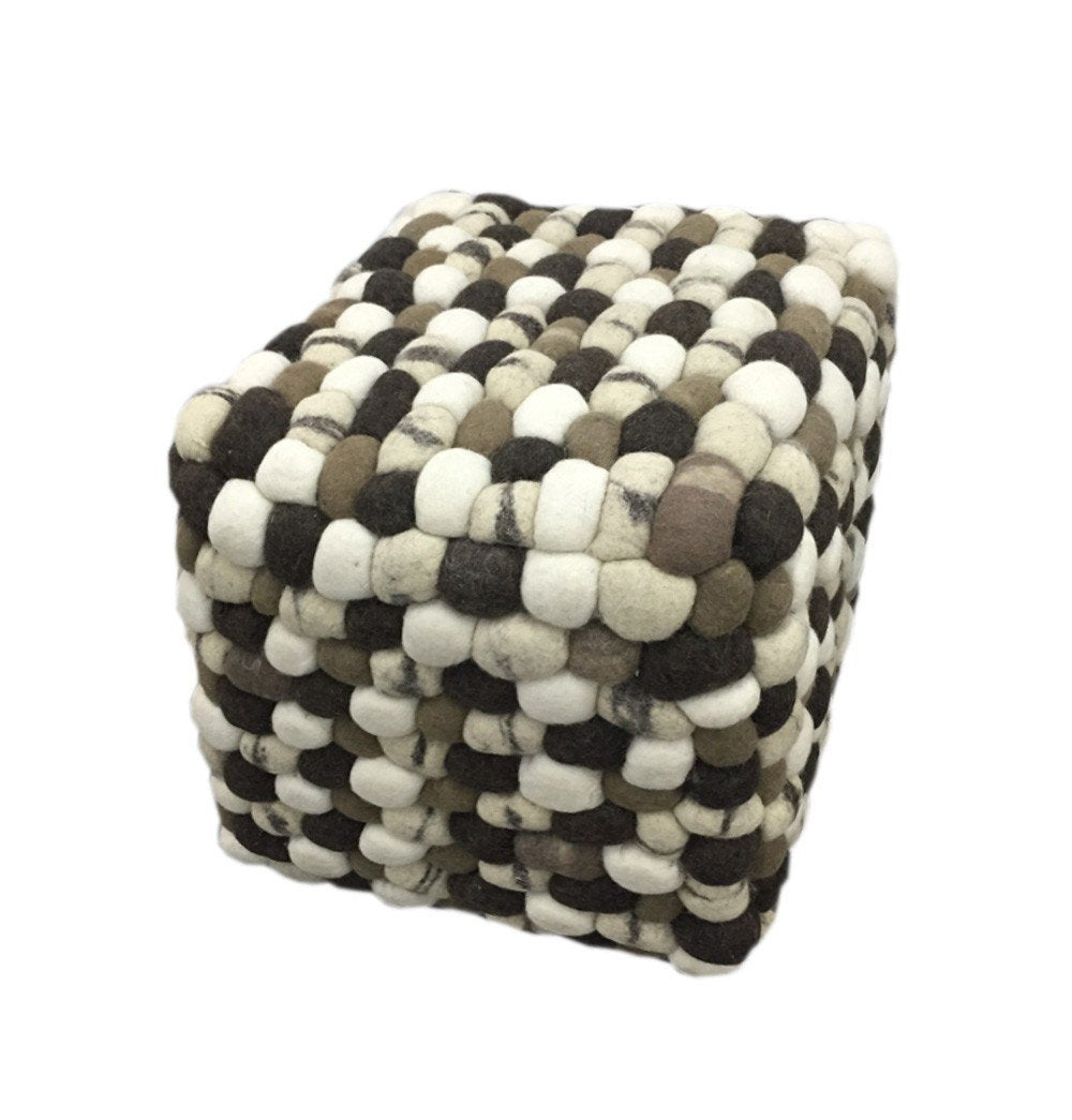 Handmade Woolen Pebble Pouf | Brown