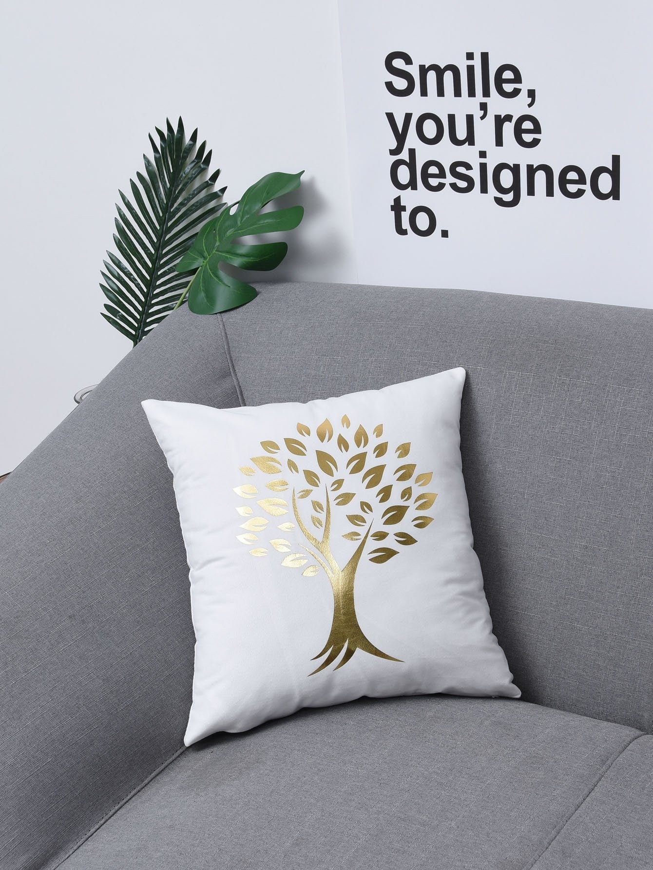 Metallic Tree Cushion Cover