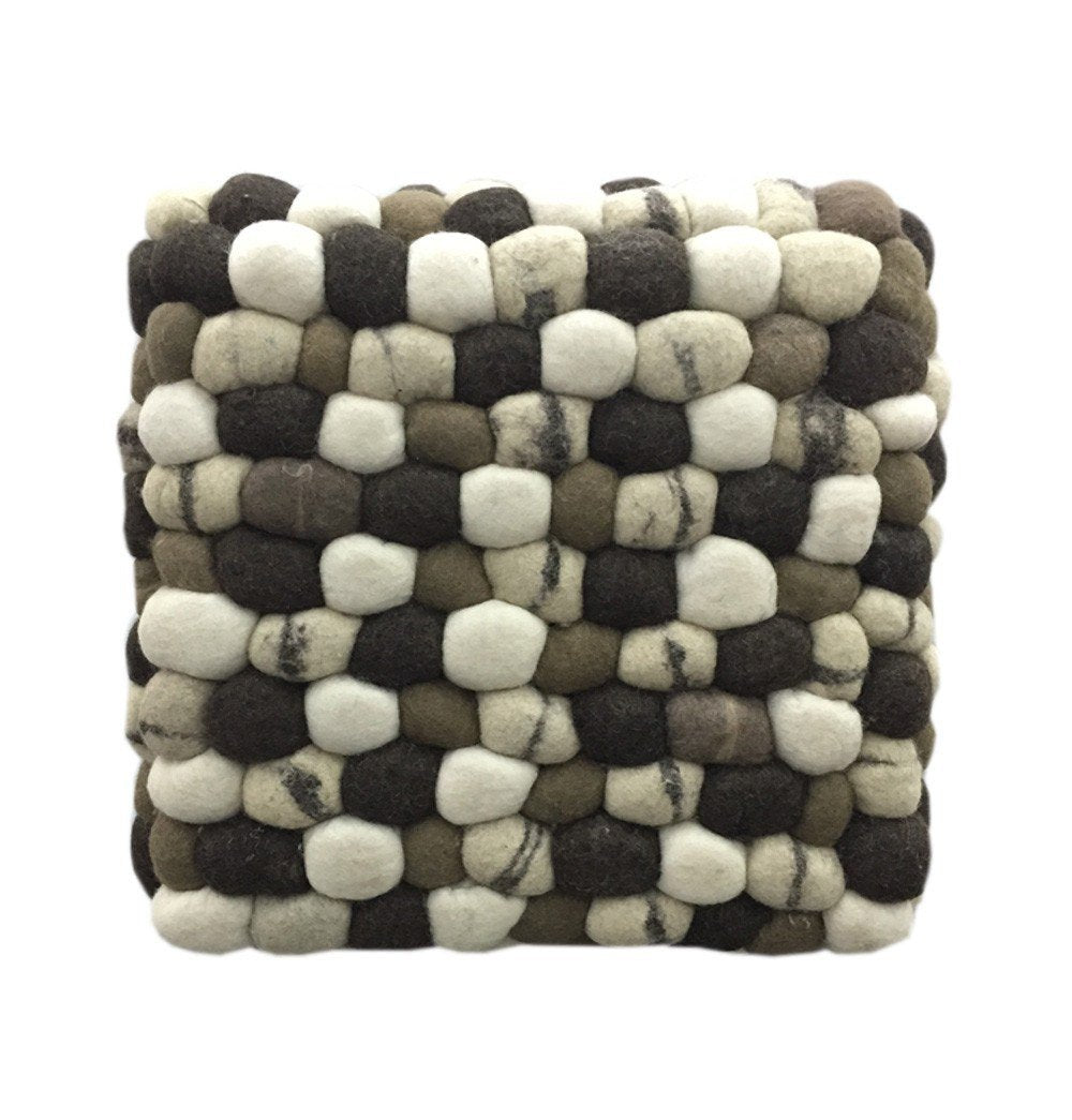 Handmade Woolen Pebble Pouf | Brown