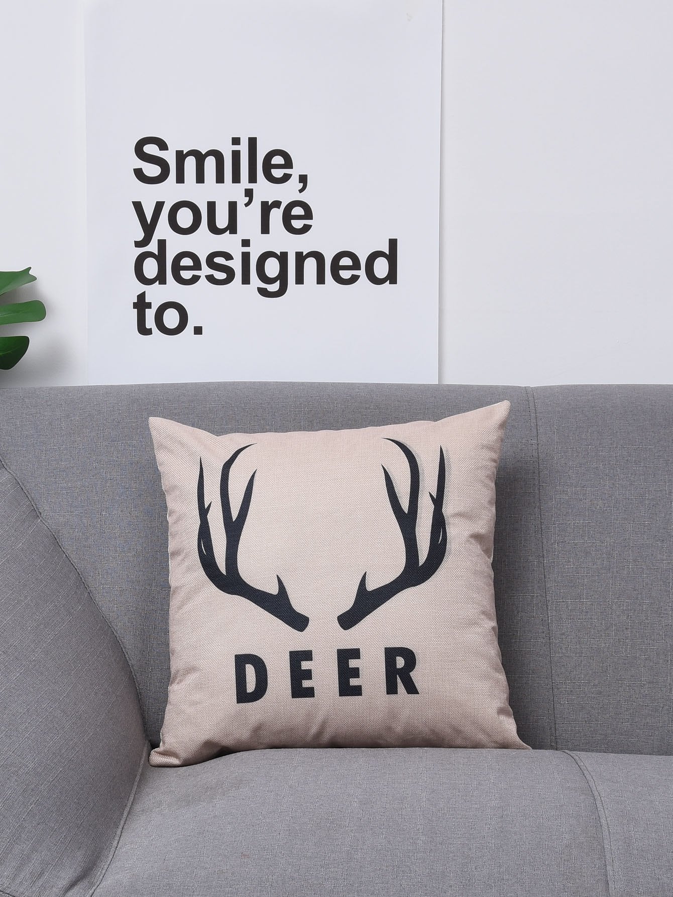 Antlers Print Cushion Cover