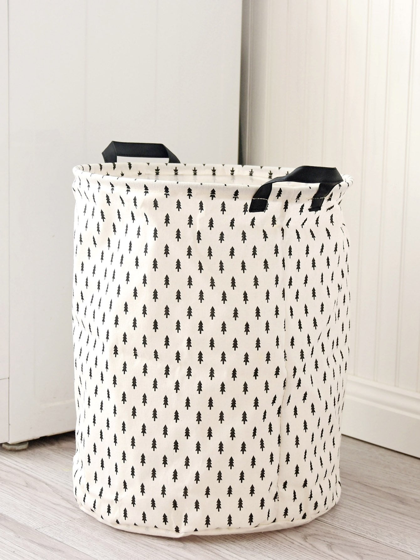 Tree Overlay Print Round Storage Basket