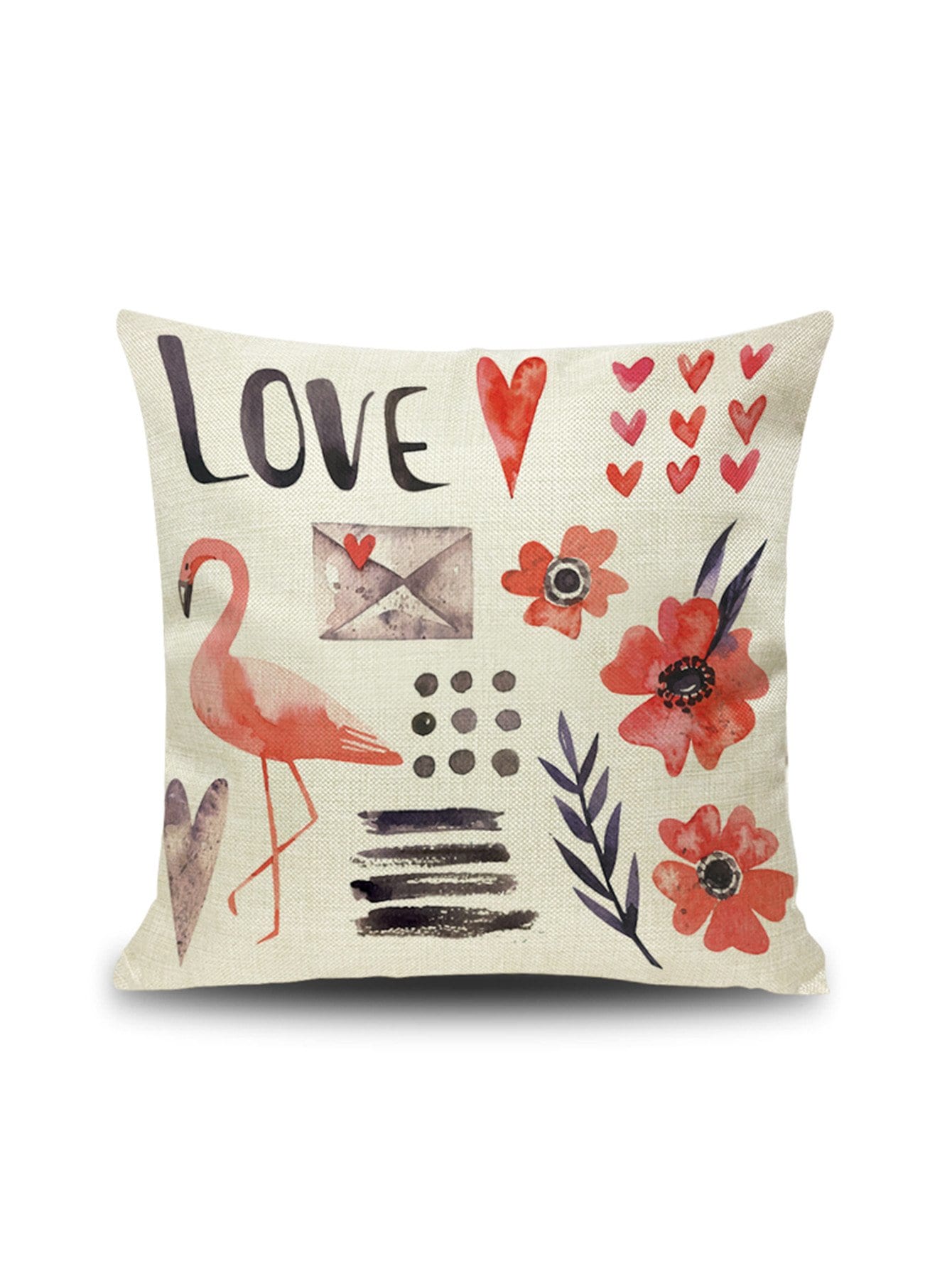 Flamingo Print Cushion Cover