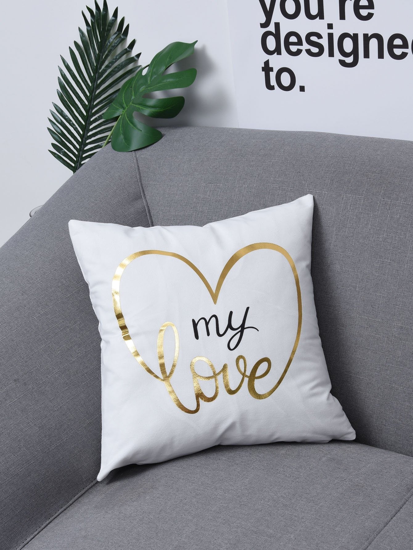 Metallic Letter Cushion Cover