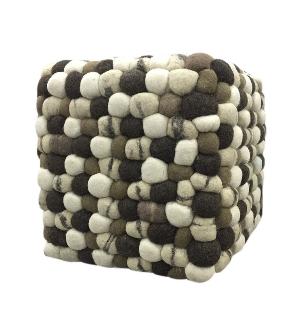 Handmade Woolen Pebble Pouf | Brown