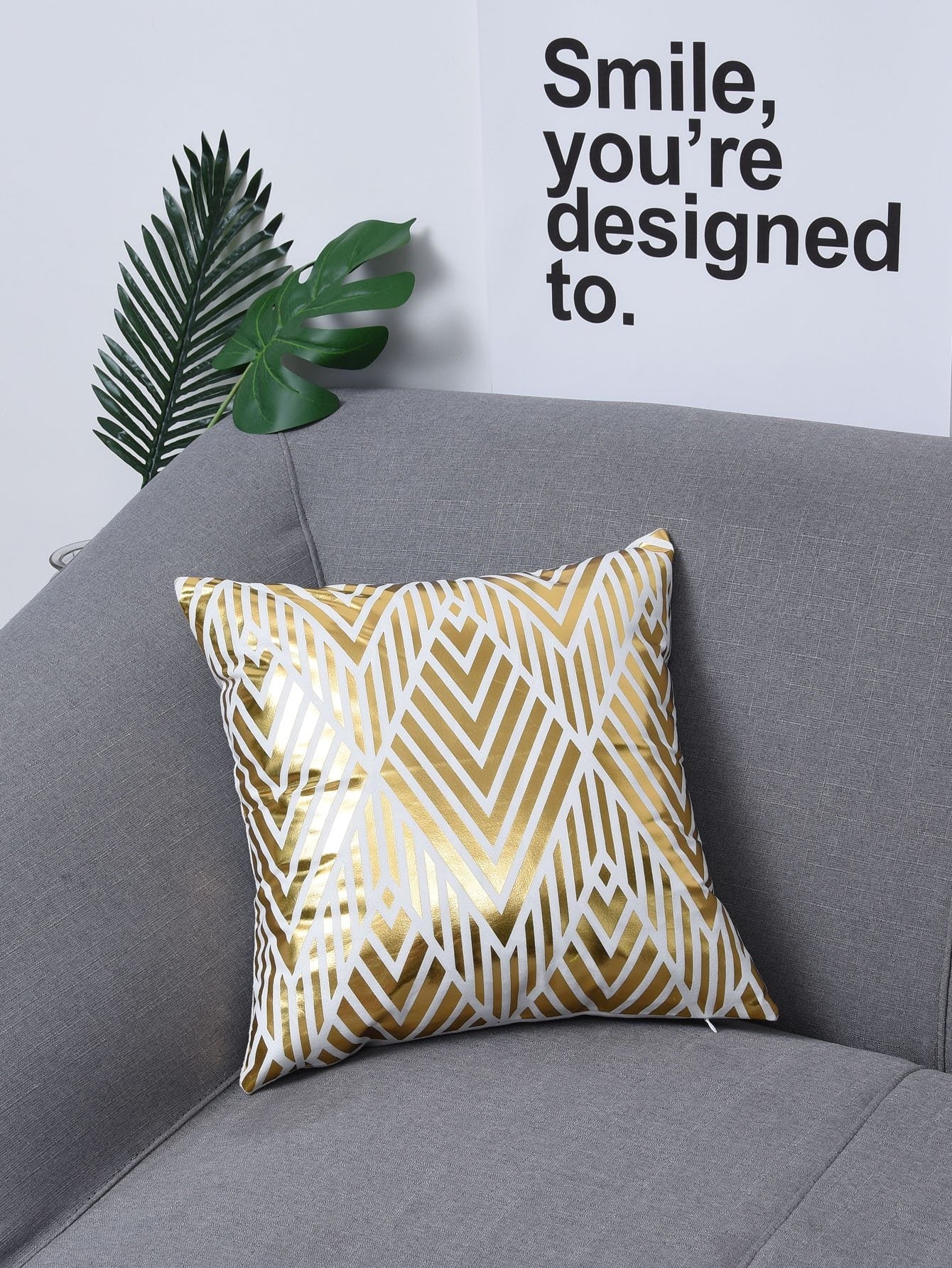 Geometric Metallic Cushion Cover