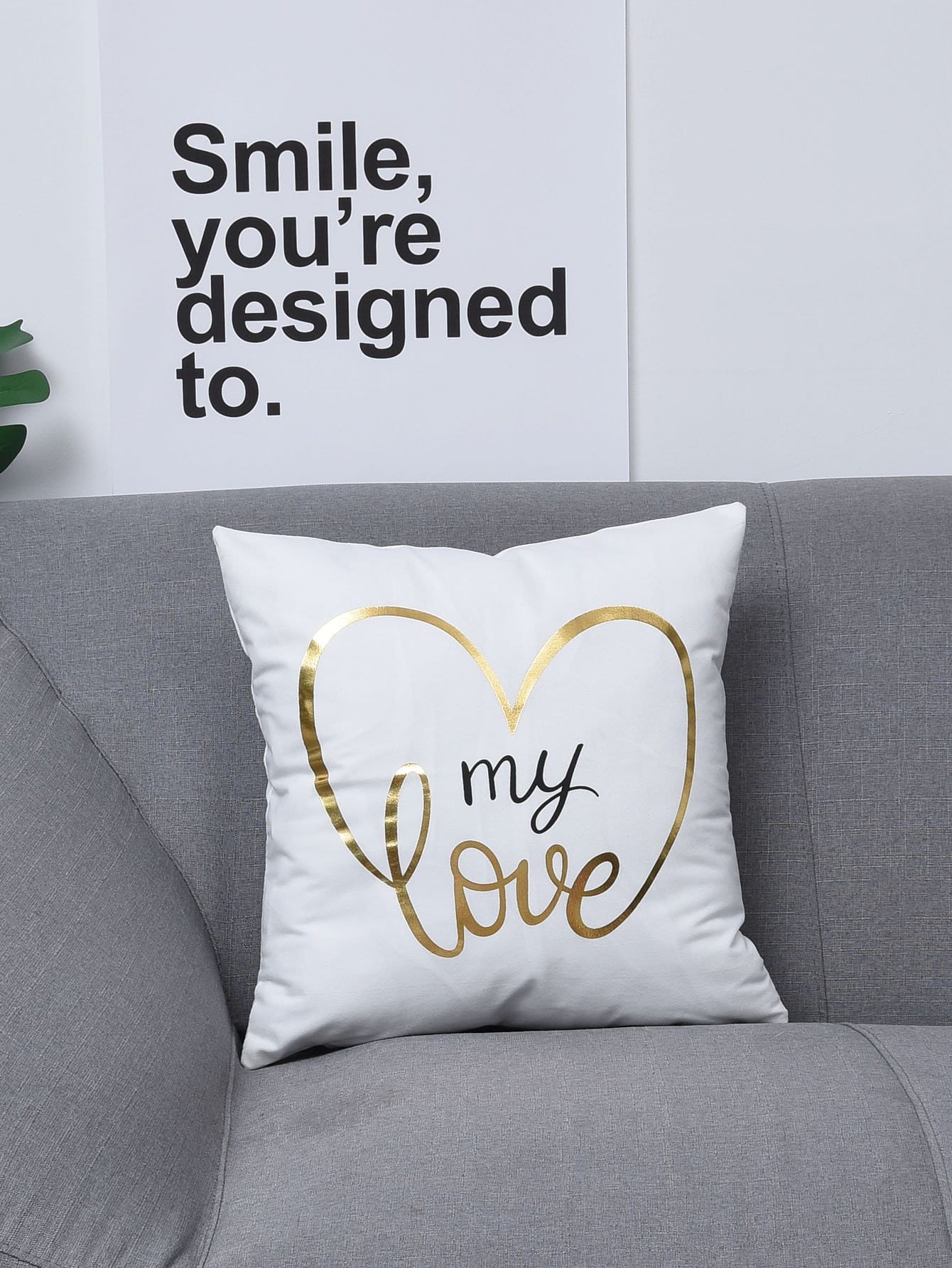 Metallic Letter Cushion Cover