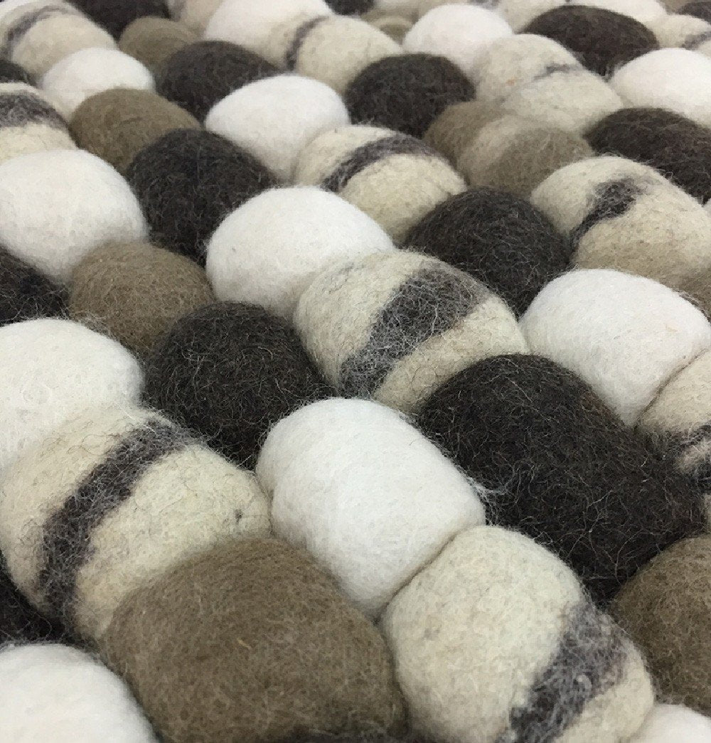 Handmade Woolen Pebble Pouf | Brown