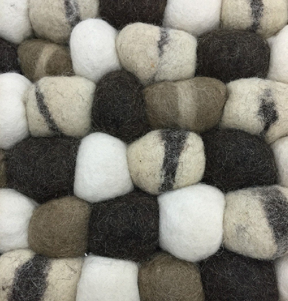 Handmade Woolen Pebble Pouf | Brown